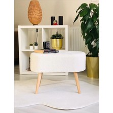 Gürgen Ahşap Ayak Welsoft Kumaş Oval Pufidik Puf Bench Tabure Sandalye