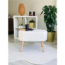 Gürgen Ahşap Ayak Welsoft Kumaş Oval Pufidik Puf Bench Tabure Sandalye