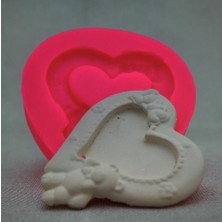 Ipek Hobi Kalp Ayıcıklı Love Çerçeve Sabun Kalıbı ve Kokulu Taş Kalıbı