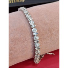 Moda Gümüş Evi 925 Ayar Gümüş Su Yolu Kesim Zirkon Taşlı Su Yolu Kadın Bileklik