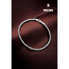 Moda Gümüş Evi 925 Ayar Gümüş Kare Kral Erkek Zincir Bileklik 2 mm
