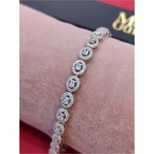 Moda Gümüş Evi 925 Ayar Gümüş Su Yolu Kesim Zirkon Taşlı Su Yolu Kadın Bileklik