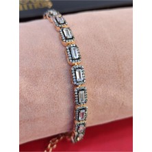 Moda Gümüş Evi 925 Ayar Gümüş Elmas Montür Zirkon Taşlı Su Yolu Kadın Bileklik