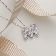 925  Ayar Radyum  Kaplama  Harfli  -M  Harfi Gümüş Kolye