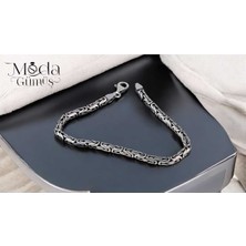 Moda Gümüş Evi 925 Ayar Gümüş 4 mm Yuvarlak Kral Bileklik