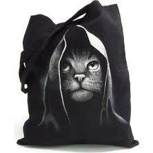 Bag Bar Kadın Omuz Bez Çanta Kedi Desenli