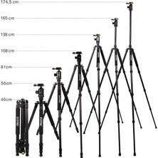 Zomei Z818C Profesyonel Karbon Fiber Tripod-Monopod-Ultra Hafif MATERYAL-16KG Kapasite