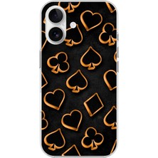 Dali Design Apple iPhone 16 Uyumlu Şeffaf Kılıf Iskambil Tasarımlı 3