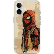 Dali Design Apple iPhone 16 Uyumlu Şeffaf Kılıf Spider-Man Tablo Tasarımlı