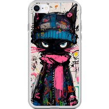 Dali Design Apple iPhone 7 Uyumlu Şeffaf Kılıf Kedi Grafity Tasarımlı