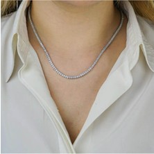 Moda Gümüş Evi Pırlanta Tasarımlı Kare Model 925 Ayar Gümüş Su Yolu Kolye – 3 mm - 45 cm