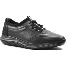 Onlo Ayakkabı 150  Deri Siyah Lastikli Casual Erkek Ayakkabı