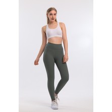 Dream Style Kadın Yeşil Içi Polarlı Lastikli Şardonlu Fitilli Toparlayıcı Interlok Kışlık Örme Tayt