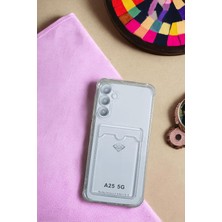 Samsung Galaxy A25 Kılıf Kartlıklı Köşe Koruma Tasarımlı Renkli Şeffaf K-Kart Kılıf (Şeffaf)
