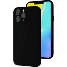 iPhone 13 Uyumlu Kamera Korumalı, Mikrofiber Astarlı, Sıvı Silikon Kılıf (Siyah)