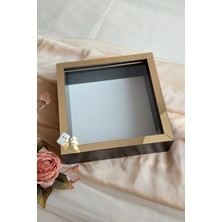 25 x 25 cm Siyah-Gold Ledli Isimsiz Derin Gül Çerçevesi! Gül Kutusu! Hkmticaret