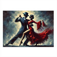 Tablomega Kırmızı Elbiseli Dansçılar Art Mdf Poster