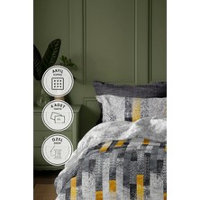 Pamuk Lastikli Çarşaflı Çift Kişilik Nevresim Takımı - Sarı