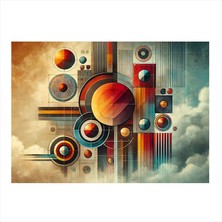 Tablomega Gezegenler ve Soyut Sanat Art Mdf Poster