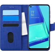 Oppo A92 Için Kılıf Fabric Book Wallet Lacivert [A92 ile Uyumlu Kılıf - Lacivert]