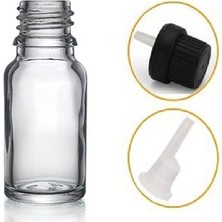Zylan Ambalaj 10  ml Şeffaf Cam Içten Da mlalıklı Şişe Siyah Kapak, 12 Adet