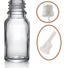 Zylan Ambalaj 10  ml Şeffaf Cam Içten Da mlalıklı Şişe Beyaz Kapak, 24 Adet