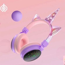 Teknomoda Unicorn Kedi LED Işıklı Bluetooth Kablosuz Kulaküstü Kulaklık Yeni Nesil