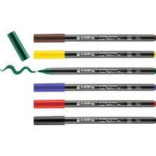 4200 Fırça Uçlu Porselen Kalemi - Siyah, Kırmızı, Mavi, Yeşil, Sarı, Kahverengi - 6 Kalem - Fırça Ucu 1-4 mm