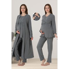 Effortt Füme Sabahlıklı Hamile Lohusa Pijama Takımı