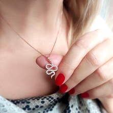 Vaoov 925 Ayar Gümüş Taşlı Yılan Kolye