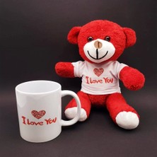 Çerçici I Love You Baskılı Kupa ve Kırmızı Ayıcık Seti