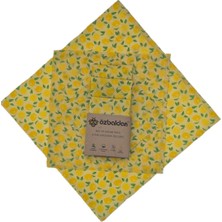 ÖZBALDAN Balmumu Tekrar Kullanılabilen Gıda Saklama Bezi 3'lü Limon Set Balmumlu Kumaş ( 20X20/30X30/40X40 cm )
