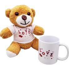 Çerçici Love Baskılı Kahverengi Ayıcık ve Kupa Seti