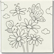Dudu Gift Okul Etkinliği-2'li Tuval Boyama Seti. 20X20 cm Uv Baskı 6 Akrilik Boya 1 FIRÇA-MODEL-385