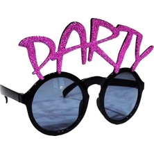 Party Yazılı Fuşya Renk Parti Gözlüğü 15 x 7  cm