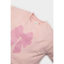 DeFacto Kız Bebek 2'li Takım Fiyonk Baskılı Sweatshirt Beli Lastikli Eşofman Altı E2866A525SP