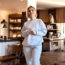 Aylish Karmelanj Basic Model Gri Eşofman Takımı
