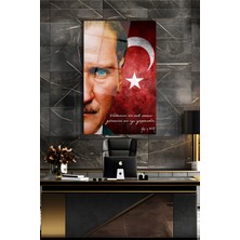 Atatürk Portre Türk Bayrağı Cam Tablo, " Vatanını En Çok Seven " Kurum Ofis Duvar Dekoru ,hediyelik