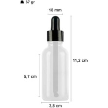 50 ml Metal Kapaklı Damlalık Dropper Şişesi Serum 50 cc Cam Şişe 6 Adet (Siyah Kapak, Şeffaf)