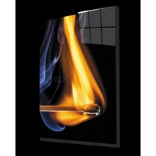 Marsilyan- Sarı Mavi  Ateş Yanan Kibrit Cam Tablo