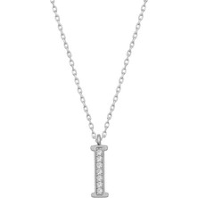 HS Demirci 925 Ayar Gümüş Rodyum Kaplama İ Harfi Kadın Gümüş Kolye