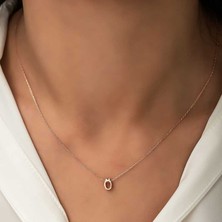 HS Demirci 925 Ayar Gümüş Rose 3 Boyutlu Ö Harf Kadın Gümüş Kolye