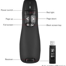 Uzaktan Kumanda Kırmızı Işık Dahili Alıcı Clicker Presenter Pen Pointer Ppt Flip Powerpoint Sunumu 2,4 Ghz USB Alıcılı Sunum Kumandası Kablosuz Lazer Yeni