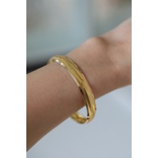 8 Ayar Altın Sedef Desenli Şarnelli Bilezik