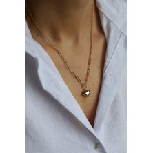 Yenigün Kuyumculuk 14 Ayar Altın Doch ve Ataç Zincirde Kalp Kolye