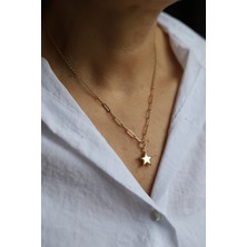 Yenigün Kuyumculuk 14 Ayar Altın Doch ve Ataç Zincirde Yıldız Kolye