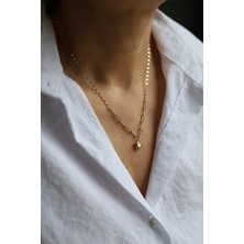 Yenigün Kuyumculuk 14 Ayar Altın Aynalı ve Ataç Zincirde Kalp Kolye