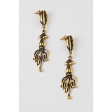 Lila Rosa Deniz Kabuklu Otantik Pirinç Küpe