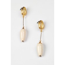 Lila Rosa Deniz Kabuklu Otantik Pirinç Küpe