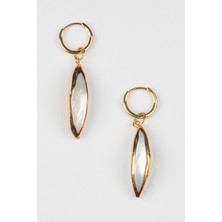 Lila Rosa Doğal Taşlı Tasarım Pirinç Küpe